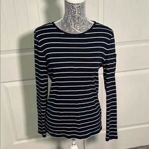 Lauren Striped Long Sleeve Top L